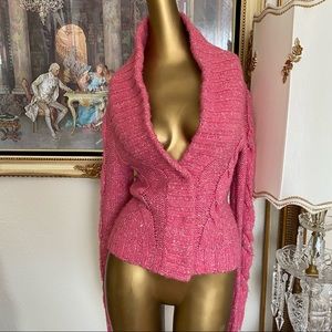 Bebe Pink Snap Front Chunky Sweater